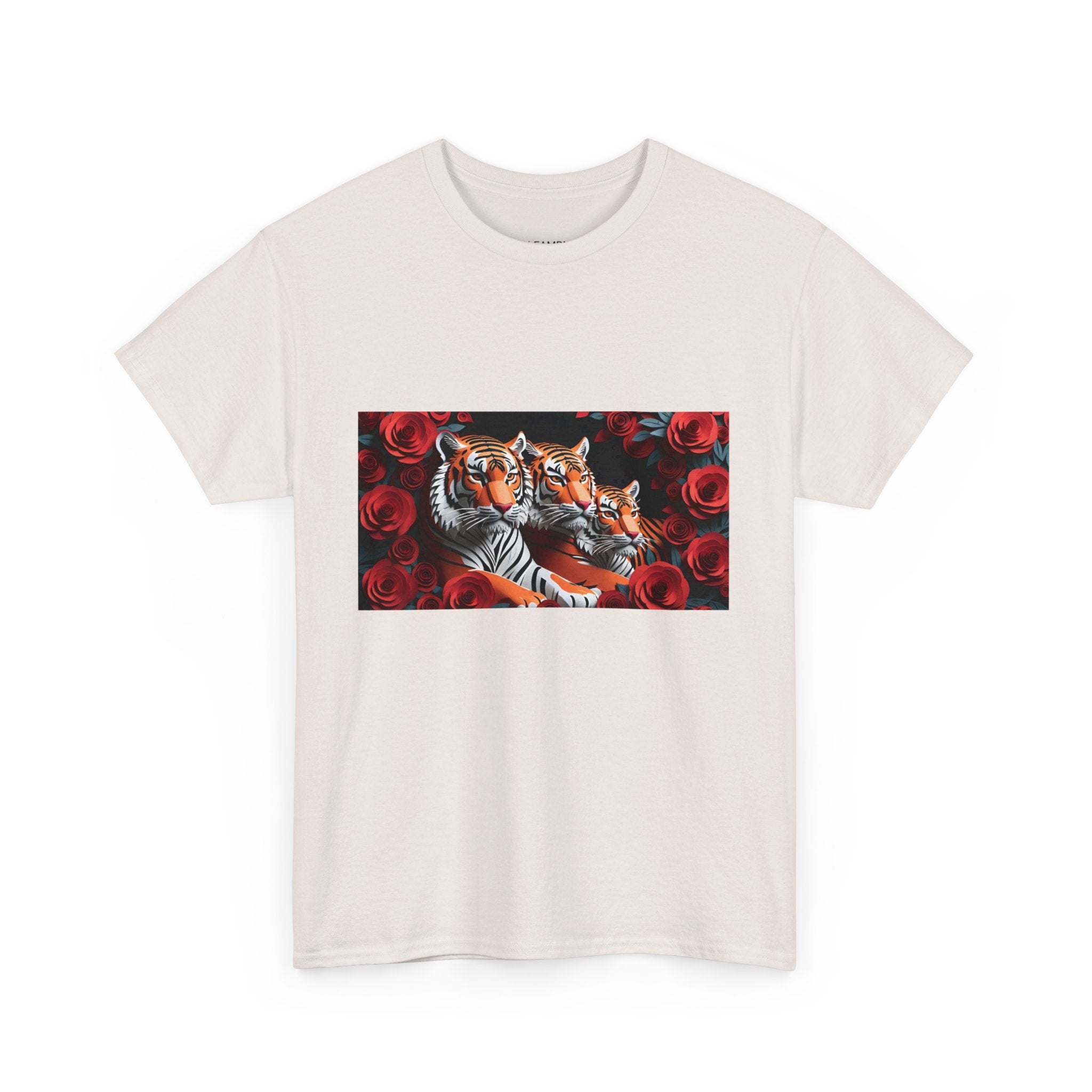 Three Tigers Laying In Red Roses
